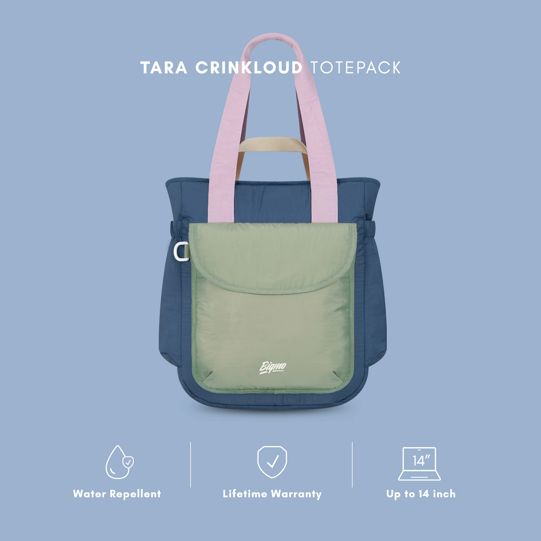 Tara Crinkloud Totepack Berry Mint