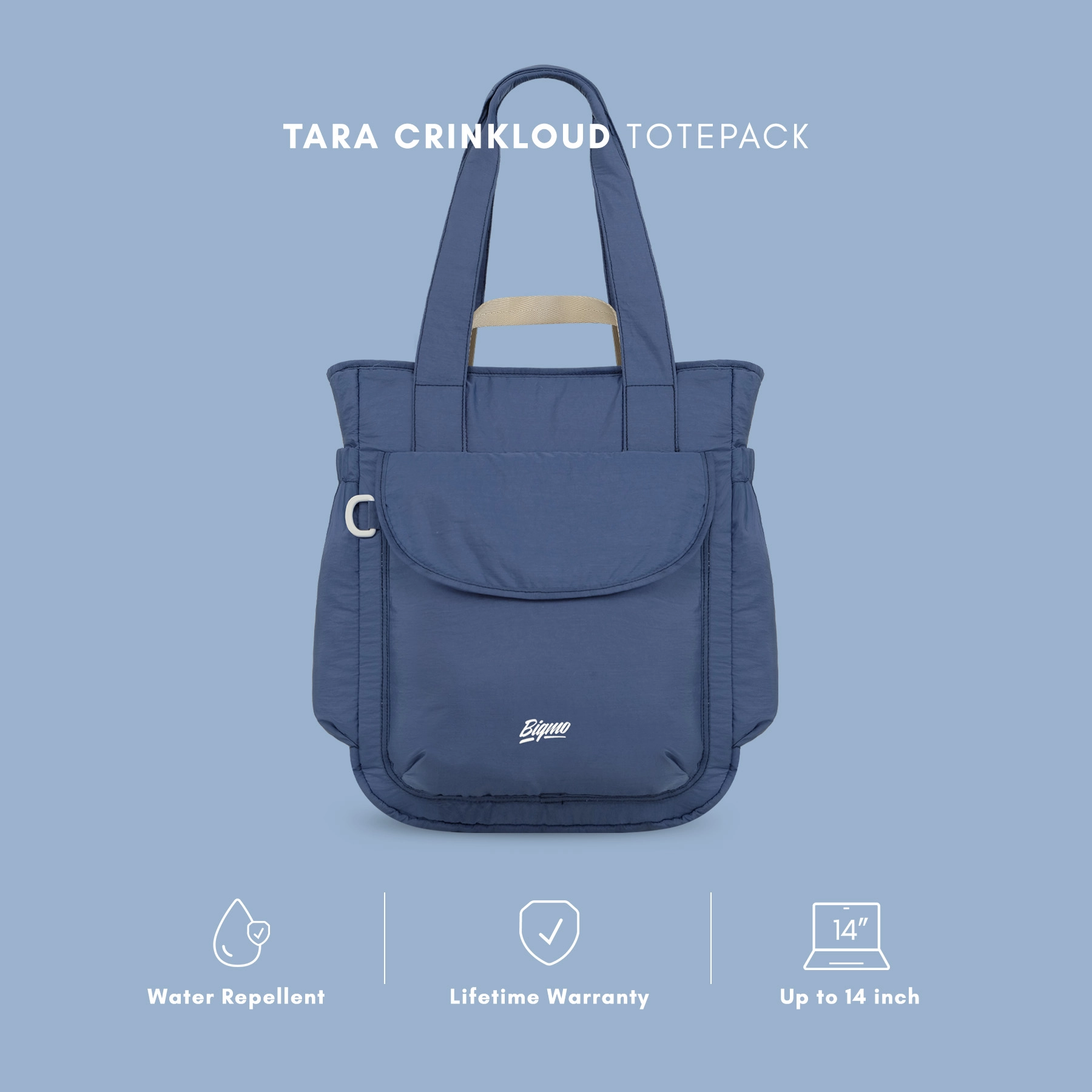 Tara Crinkloud Totepack Pansy Blue